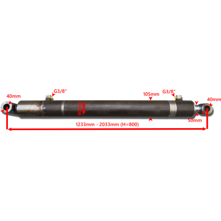 SIŁOWNIK HYDRAULICZNY CYLINDER TŁOK 90x50 SKOK 800